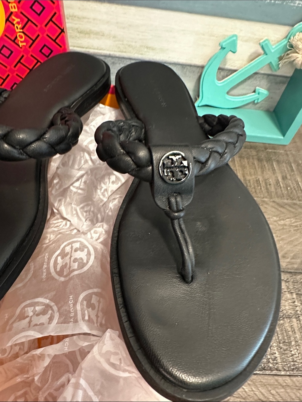 Tory Burch Braided Benton Thong Size 8 - Picture 4 of 9